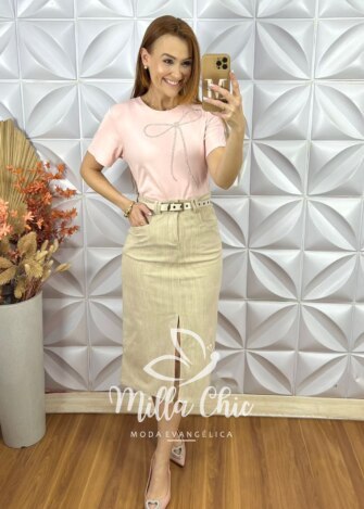 T-Shirt Laço Milla - Rosa - Milla Chic