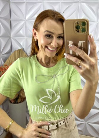 T-Shirt Laço Milla - Verde - Milla Chic