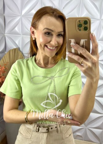 T-Shirt Laço Milla - Verde - Milla Chic