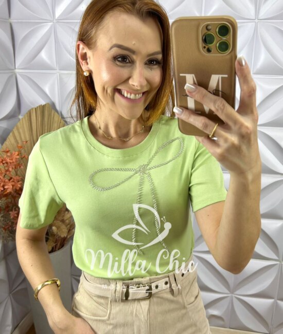 T-Shirt Laço Milla - Verde - Milla Chic
