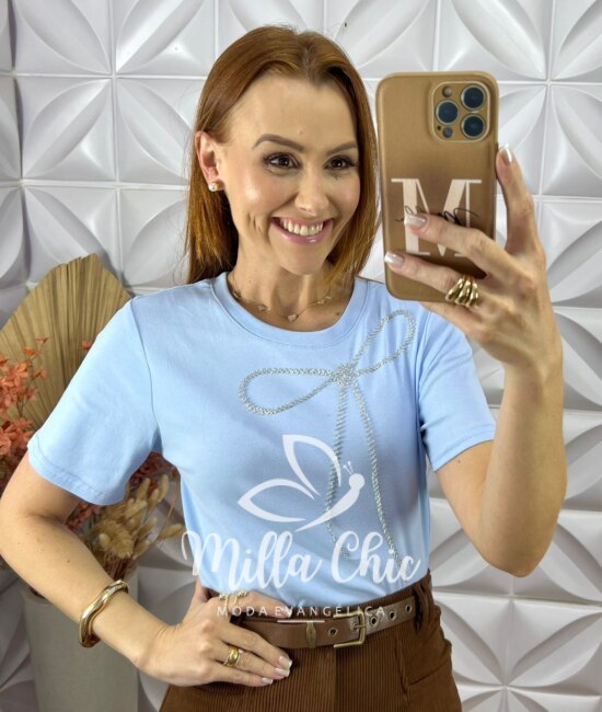 T-Shirt Laço Milla - Azul - Milla Chic
