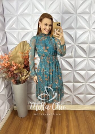 Vestido Agatha Em Tule -  Azul - Milla Chic
