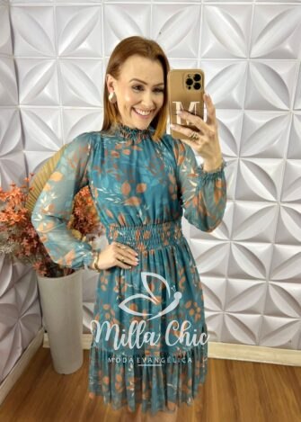 Vestido Agatha Em Tule -  Azul - Milla Chic