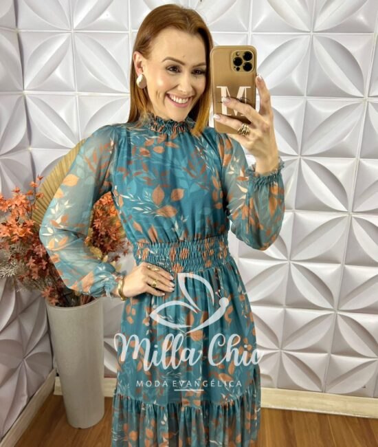 Vestido Agatha Em Tule -  Azul - Milla Chic