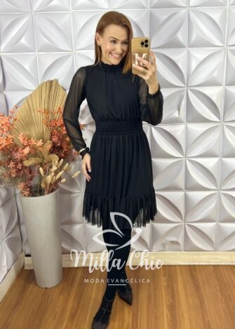 Milla Chic - millachic com br vestido agatha em tule preto 2 Vestido Agatha Em Tule -  Preto - Milla Chic