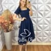Vestido Alice Em Linho Com Laço - Azul - Milla Chic