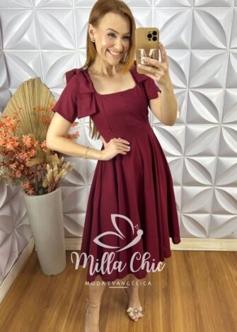Vestido Alice Em Linho Com Laço - Chery - Milla Chic