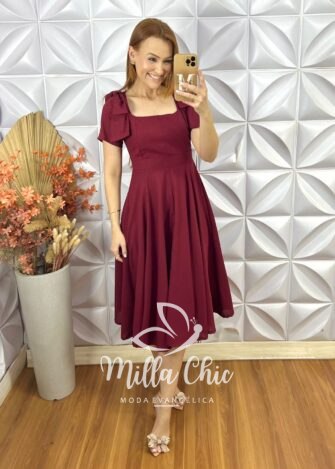 Vestido Alice Em Linho Com Laço - Chery - Milla Chic