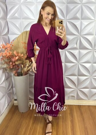 Vestido Augusta Em Viscolinho - Roxo - Milla Chic