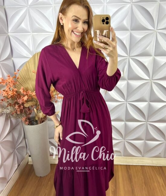 Vestido Augusta Em Viscolinho - Roxo - Milla Chic