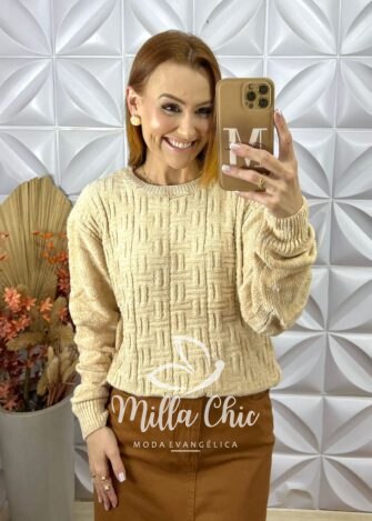 Vestido Frida Manga Longa Em Viscolinho Azul - Milla Chic
