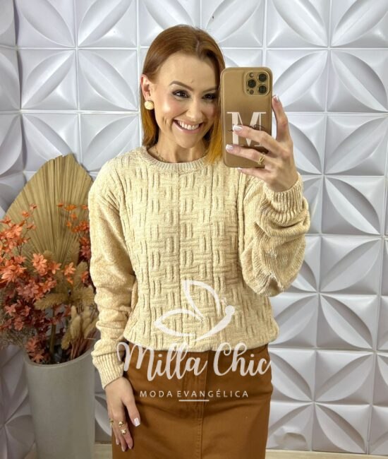 Vestido Frida Manga Longa Em Viscolinho Azul - Milla Chic