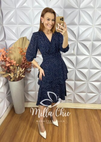 Milla Chic - millachic com br vestido helo em viscose azul marinho 1 Vestido Helô Em Viscose - Azul Marinho - Milla Chic