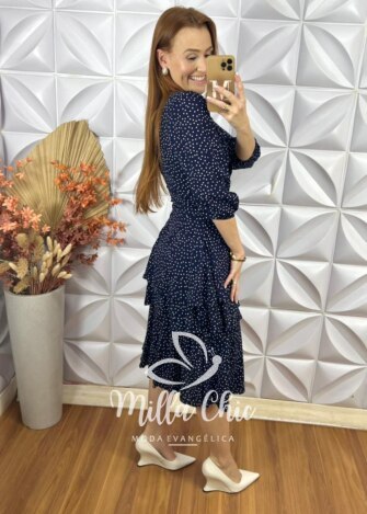 Milla Chic - millachic com br vestido helo em viscose azul marinho 3 Vestido Helô Em Viscose - Azul Marinho - Milla Chic