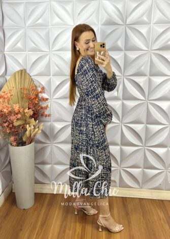 Vestido Juliana Manga Longa - Azul - Milla Chic