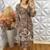 Vestido Juliana Manga Longa - Marrom - Milla Chic