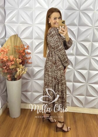 Milla Chic - millachic com br vestido juliana manga longa preto 4 Vestido Juliana Manga Longa - Marrom - Milla Chic