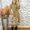 Vestido Luana Em Malha Tricot - Bege - Milla Chic