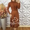 Milla Chic - millachic com br vestido luana em malha tricot marrom Vestido Luana Em Malha Tricot - Marrom - Milla Chic