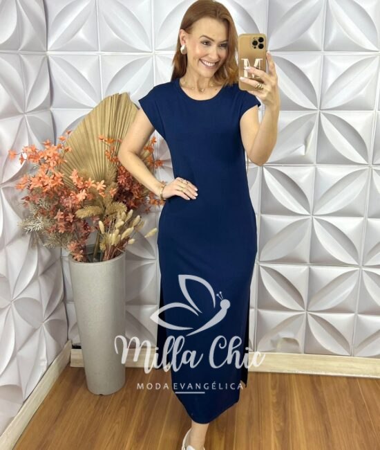 Vestido Marlete em Moletinho- Azul - Milla Chic