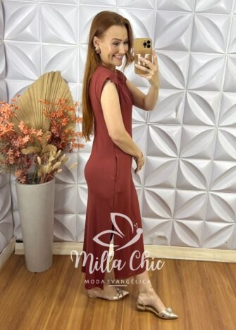 Vestido Marlete em Moletinho- Marrom - Milla Chic