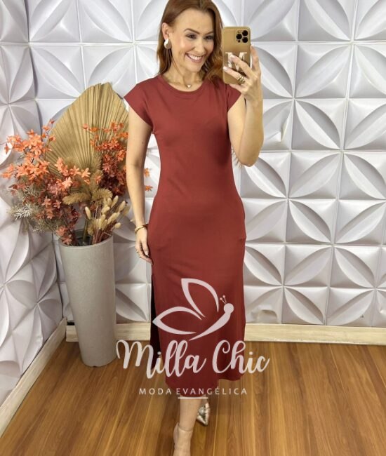 Vestido Marlete em Moletinho- Marrom - Milla Chic