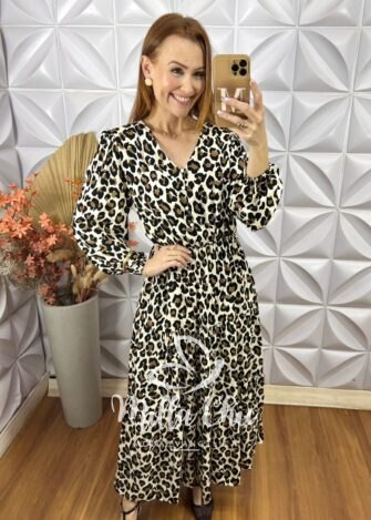 Vestido Marta Em Viscolinho - Onça - Milla Chic