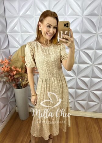 Vestido Nadir Em Viscolinho - Bege - Milla Chic