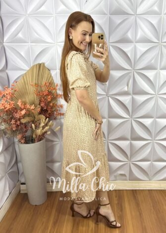 Vestido Nadir Em Viscolinho - Bege - Milla Chic