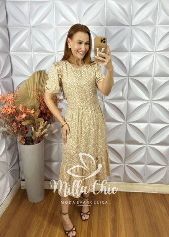 Vestido Nadir Em Viscolinho - Bege - Milla Chic