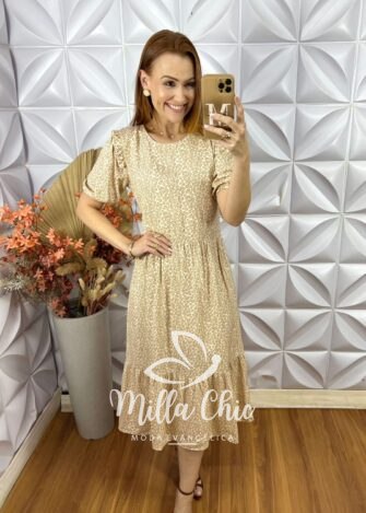 Vestido Nadir Em Viscolinho - Bege - Milla Chic