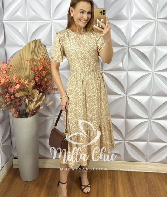 Vestido Nadir Em Viscolinho - Bege - Milla Chic