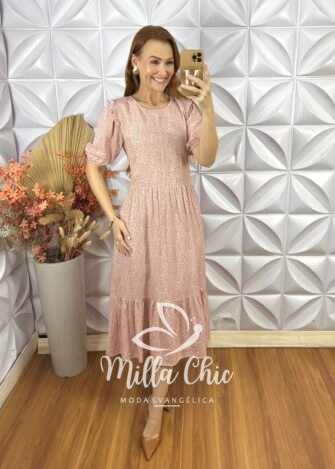 Vestido Nadir Em Viscolinho - Rosa - Milla Chic