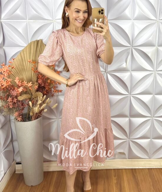 Vestido Nadir Em Viscolinho - Rosa - Milla Chic