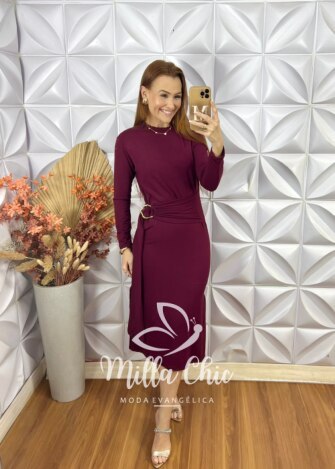 Vestido Pamela Em Moletinho - Marsala - Milla Chic