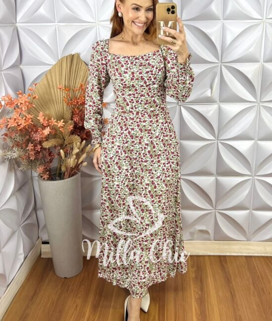 Vestido Sara em Viscolinho Manga Longa - Milla Chic