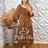 Milla Chic - millachic com br vestido ruthe em chiffon marrom 1 Vestido Tunísia Em Chiffon Devorê - Marrom - Milla Chic