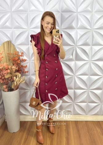 Vestido Trench Coat Em Alfaiataria - Vermelho - Milla Chic