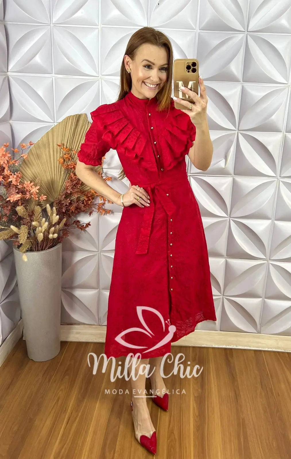 Vestido Lunara Em Lesie – Vermelho – Milla Chic Vestido Lunara Em Lesie - Vermelho - Milla Chic