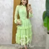 Vestido Rebeca em chiffon bordado Rosa Pó - Milla Chic