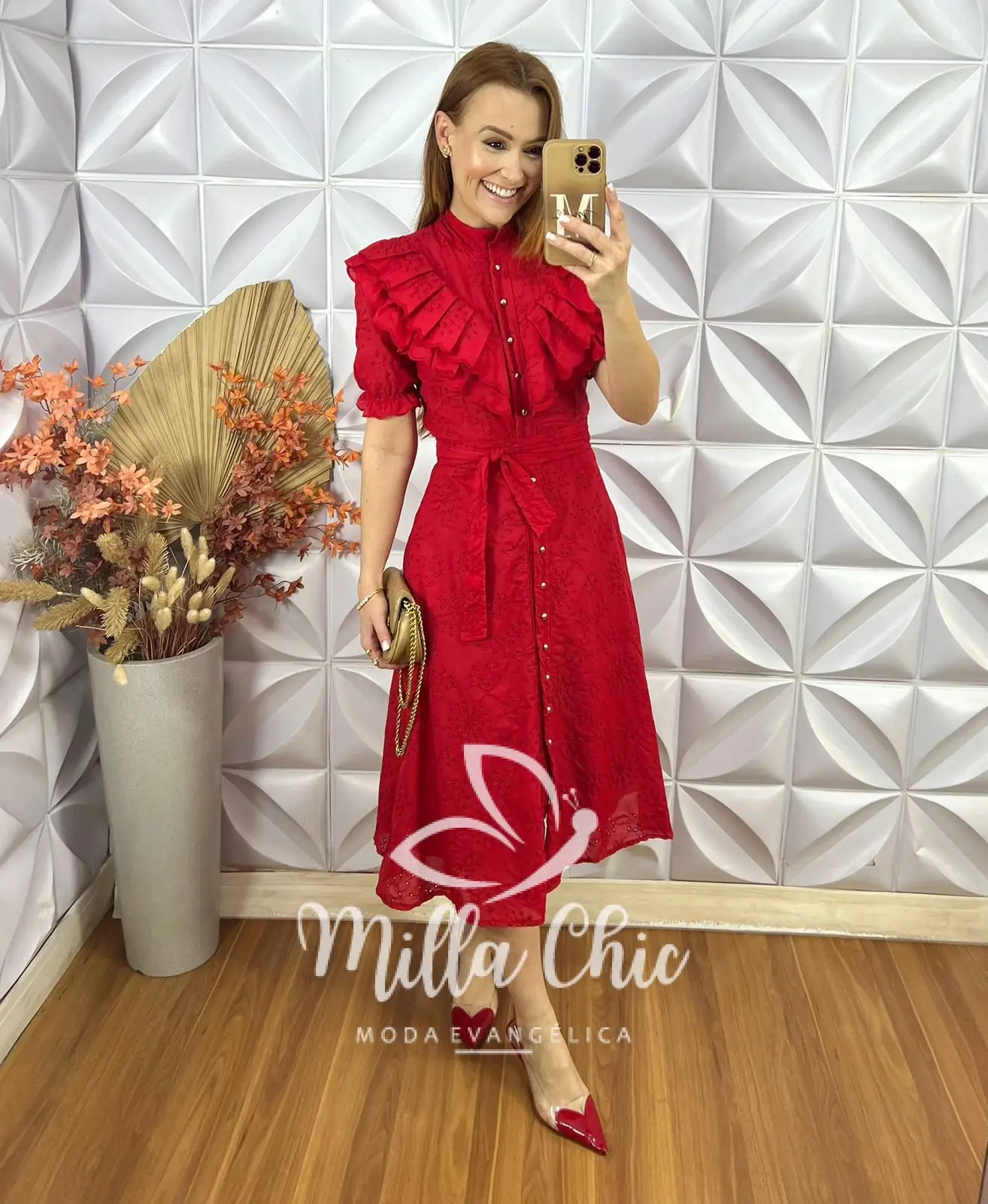 Vestido Lunara Em Lesie – Vermelho – Milla Chic Vestido Lunara Em Lesie - Vermelho - Milla Chic