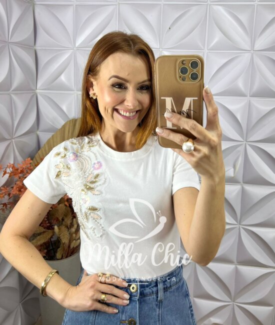 Blusa Maria Em Algodão Bordada -Branca - Milla Chic
