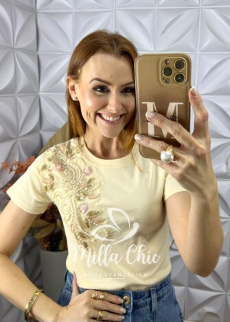 Blusa Maria Em Algodão Bordada - Creme - Milla Chic