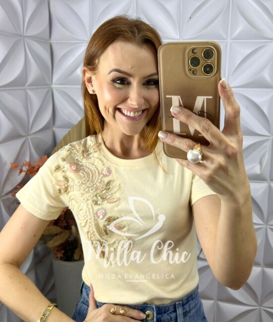 Blusa Maria Em Algodão Bordada - Creme - Milla Chic