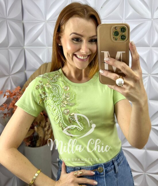 Blusa Maria Em Algodão Bordada -Verde - Milla Chic