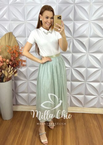 Blusa Tricot Modal Ângela - Branca - Milla Chic