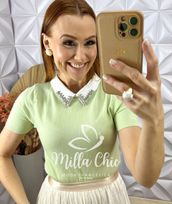 Blusa Tricot Modal Ângela - Verde - Milla Chic