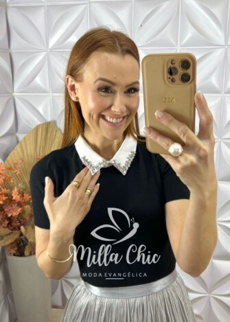 Blusa Tricot Modal Ângela - Preta - Milla Chic