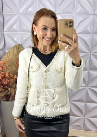 Casaco Valentina Em Lãzinha - Branco - Milla Chic