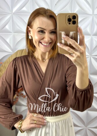 Body Iara Em Fluity - Marrom - Milla Chic